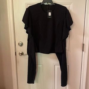 NWT Fashion Nova 1X Black Top, 95% Polyester, 5% Spandex, pt to pt-19”,length-22